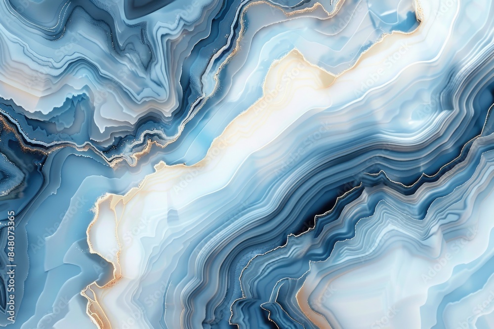 Poster a close-up shot of a blue and white marble slab with intricate patterns