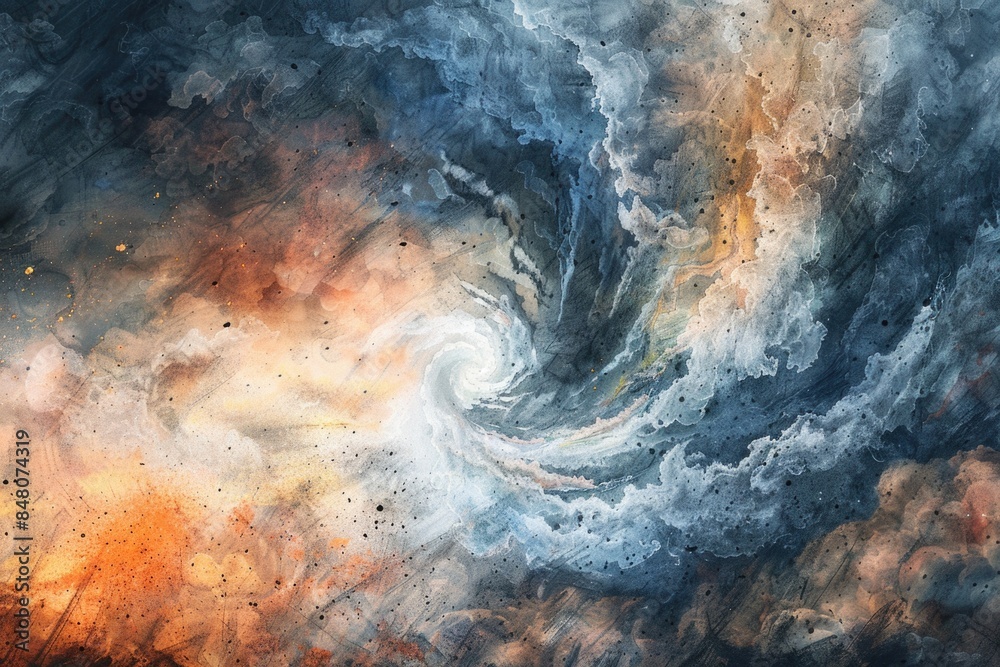 Poster a vibrant swirl of colors in the sky, suitable for use in weather or nature-themed contexts