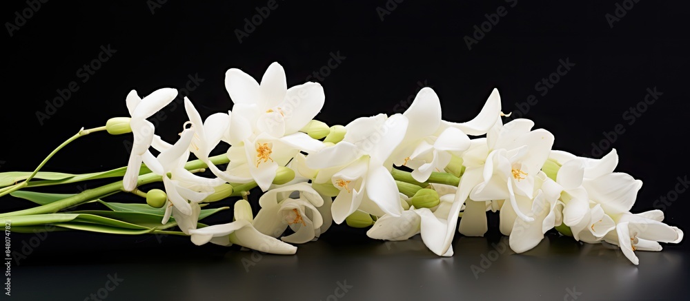 Aufkleber dendrobium orchid the color is white there are some buds that haven t bloomed yet. creative banner. 