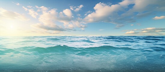 Turquoise ocean water in beautiful light. Creative banner. Copyspace image
