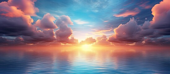 Clouds cover the sun as they bring the sea into the shade. Creative banner. Copyspace image