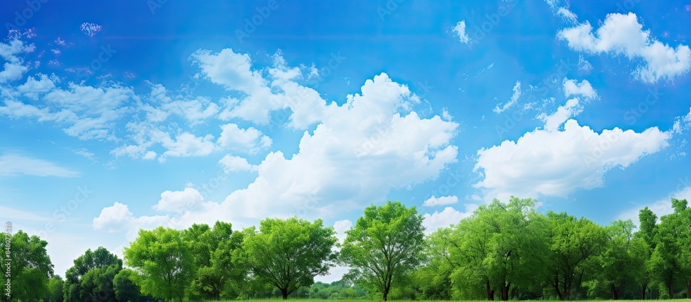 Poster summer landscape with trees and sky. creative banner. copyspace image