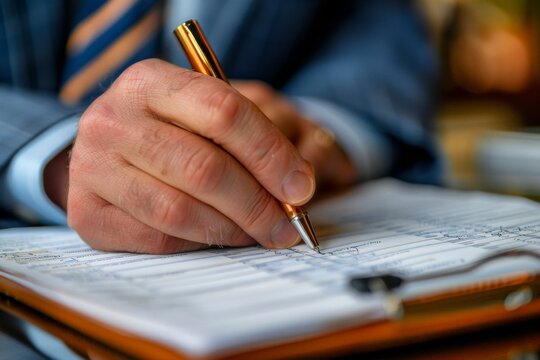 Businessman Writing In Notebook