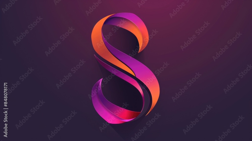 Poster a purple and orange number eight on a purple background, great for use in designs requiring bold col