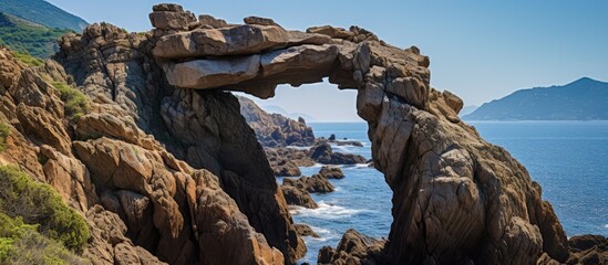 Fototapeta premium corsica rock formation. Creative banner. Copyspace image