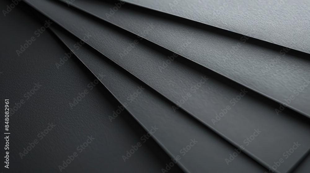 Aufkleber a stack of black paper sheets sitting on a table