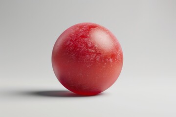 Red Marble-Like Egg on Grey Background