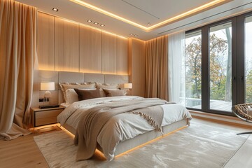 Obraz premium Modern Luxury Bedroom with Ambient Lighting