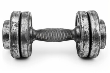 Fototapeta premium Rustic Metal Dumbbell on White Background