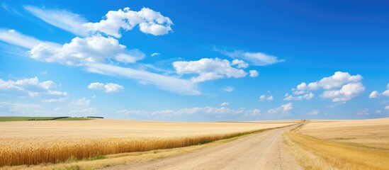 A dirt road in the field. Creative banner. Copyspace image
