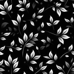 seamless floral pattern with harmony black and white color, ready for full-print pattern design