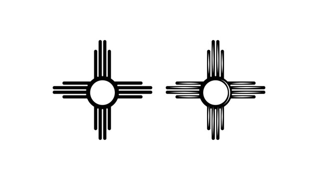 zia sun symbol, black isolated silhouette