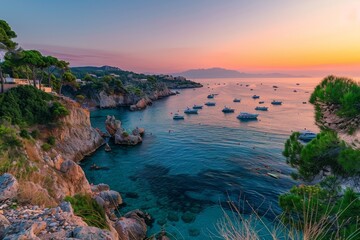 Sunset over Coastal Mediterranean Village