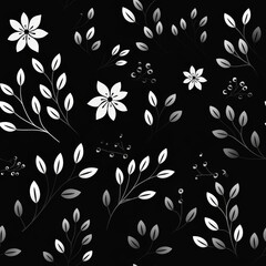 seamless floral pattern with harmony black and white color, ready for full-print pattern design