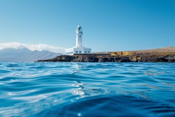 Lighthouse on Rocky Coastal Landscape