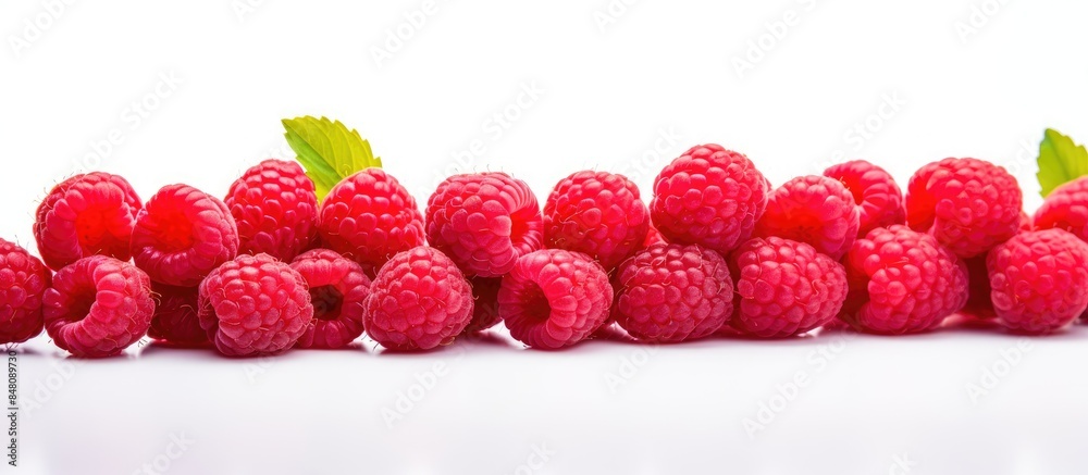 Wall mural raspberry berries on a white background. creative banner. copyspace image - Wall murals