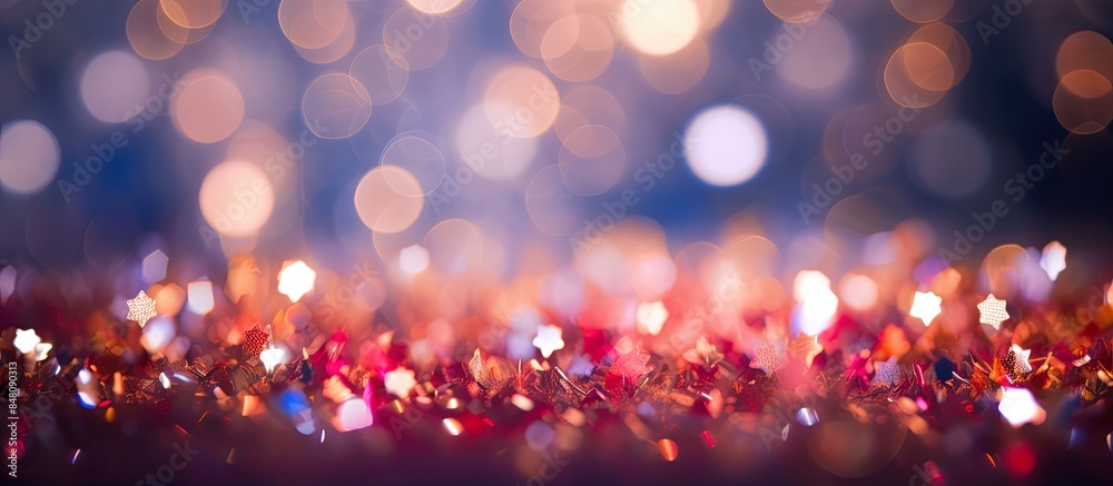 Poster celebration glowing circles defocused bokeh background. creative banner. copyspace image