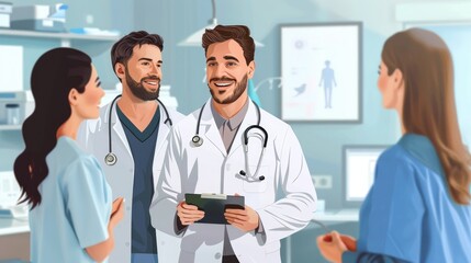 Fototapeta premium Doctor man , woman, nurse in Hospital