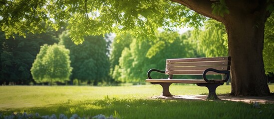 The bench in the park. Creative banner. Copyspace image