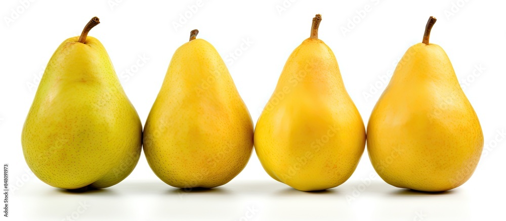 Poster three pears on the white background be different. creative banner. copyspace image