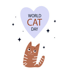 World Cat day vector illustration. Hahd drawn banner for poster, banner, campaign and greeting card. International Cat day poster