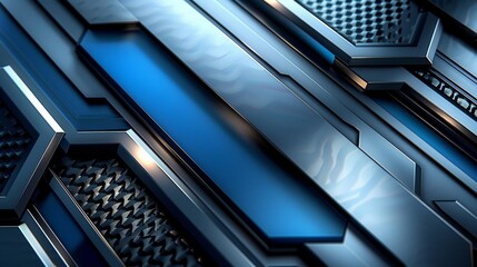Obraz premium A sleek, futuristic background with elegant metallic hues of silver and cobalt blue, adorned with geometric patterns and subtle gradients, perfect for tech-themed wallpapers.
