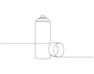 Continuous one line drawing of aerosol sprayer paint. One line drawing illustration of spray can. Paint for graffiti concept continuous line art. Editable outline.