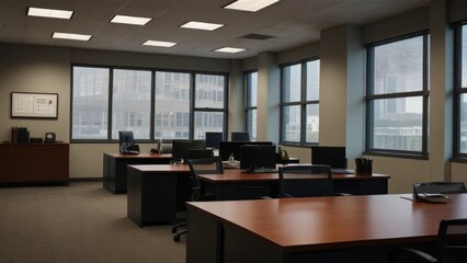 Fototapeta premium Modern Office Space with City View