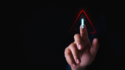 Business hand protect digital data asset and online transaction from dangerous and incorrect data...