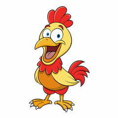 Cute Chicken Flat Color Vector Art illustration.