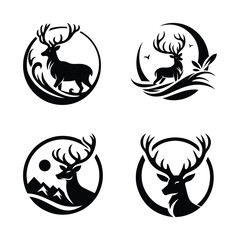 Vector set of wild Deer, Deer head illustration 