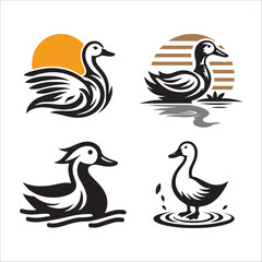 Vector set of wild ducks, Duck Illustration Logo Design