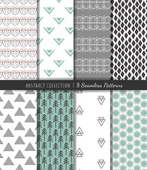 Trendy modern geometrical backgrounds. Set of  abstract seamless patterns.