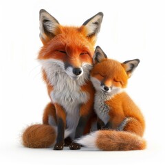 Fototapeta premium Fox. 3D rendering cute animal isolated over white background.