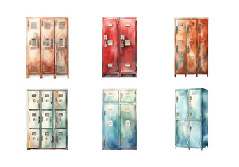 Locker, back to school Illustration. Watercolor Style
