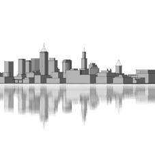 Naklejka premium modern city panorama 3d illustration