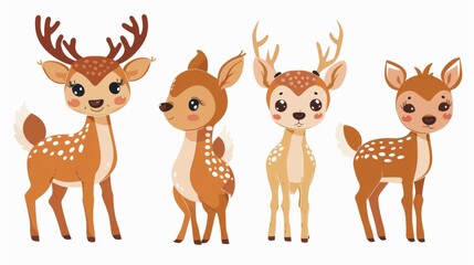 Obraz premium Deer. Flat vector illustration of cute animal. Baby nursery art.