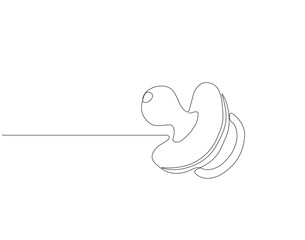 Continuous one line drawing of baby pacifier. One line drawing illustration of baby pacifier. Baby care product concept continuous line art. Editable outline.