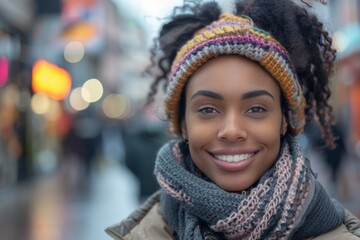 Smiling Woman in Winter Clothing