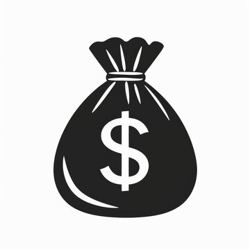 Vector illustration of money and investment. Black silhouette over white background.