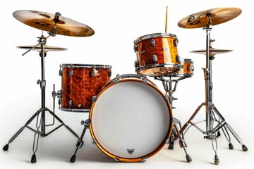 Classic Drum Set on White Background