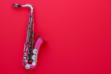 Saxophone on Vibrant Red Background