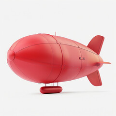Fototapeta premium Vibrant Red Blimp Soaring in Clear Blue Sky with White Clouds Transparent Background - PNG Image