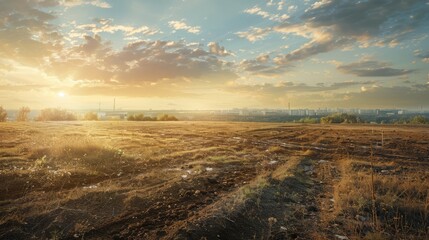 Obraz premium Panoramic view of a vast expanse of undeveloped land, symbolizing potent