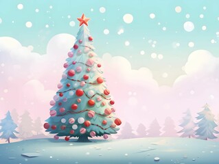 Christmas tree on snow