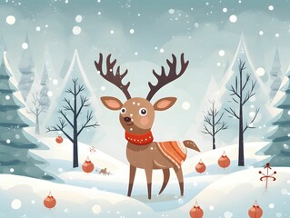 reindeer with christmas tree