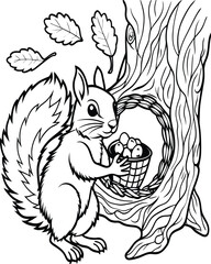 Squirrel coloring pages for kids