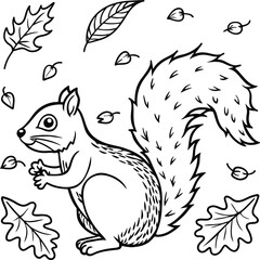 Squirrel coloring pages for kids