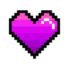 Gradient heart pixel art 8 bit. Game icons. Vector illustration.