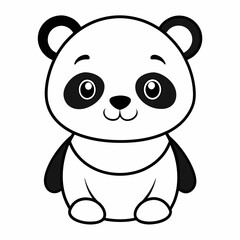 Cute Cartoon Panda Silhouette Vector Illustration.